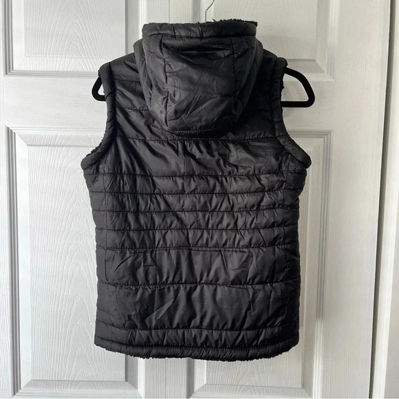 Avalanche Wear Lined Puffer Hooded Vest Zipper Front Chin Guard Womens Black Sm - Picture 4 of 5